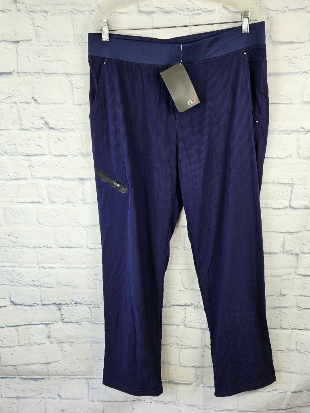 NWT Fabletics FL2 Mens Size L Blue Striped Clinton Pants Active Track Pull On